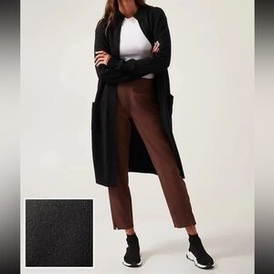 Athleta Black Merino Wool Long Cardigan Medium